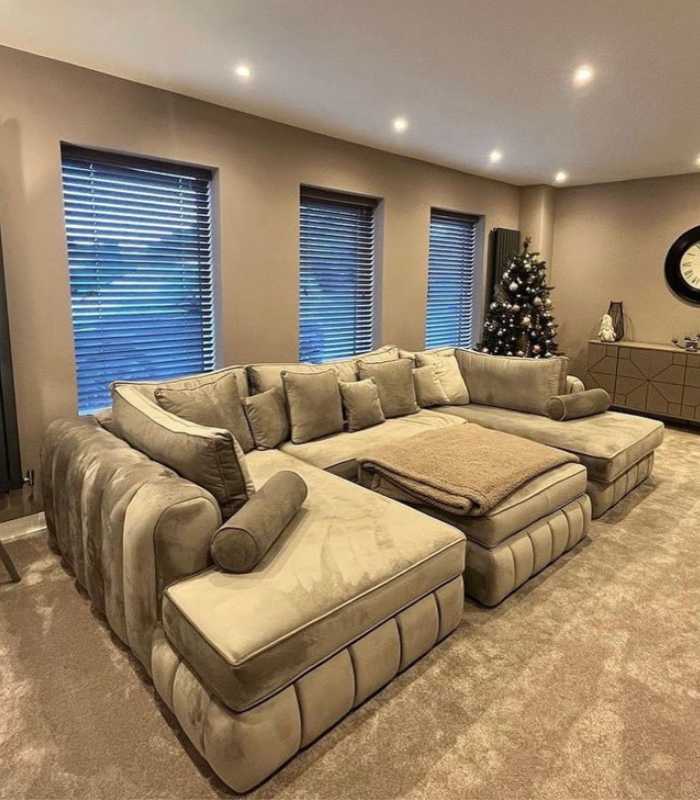 Oyster Oxford U Shape Chaise Sofa