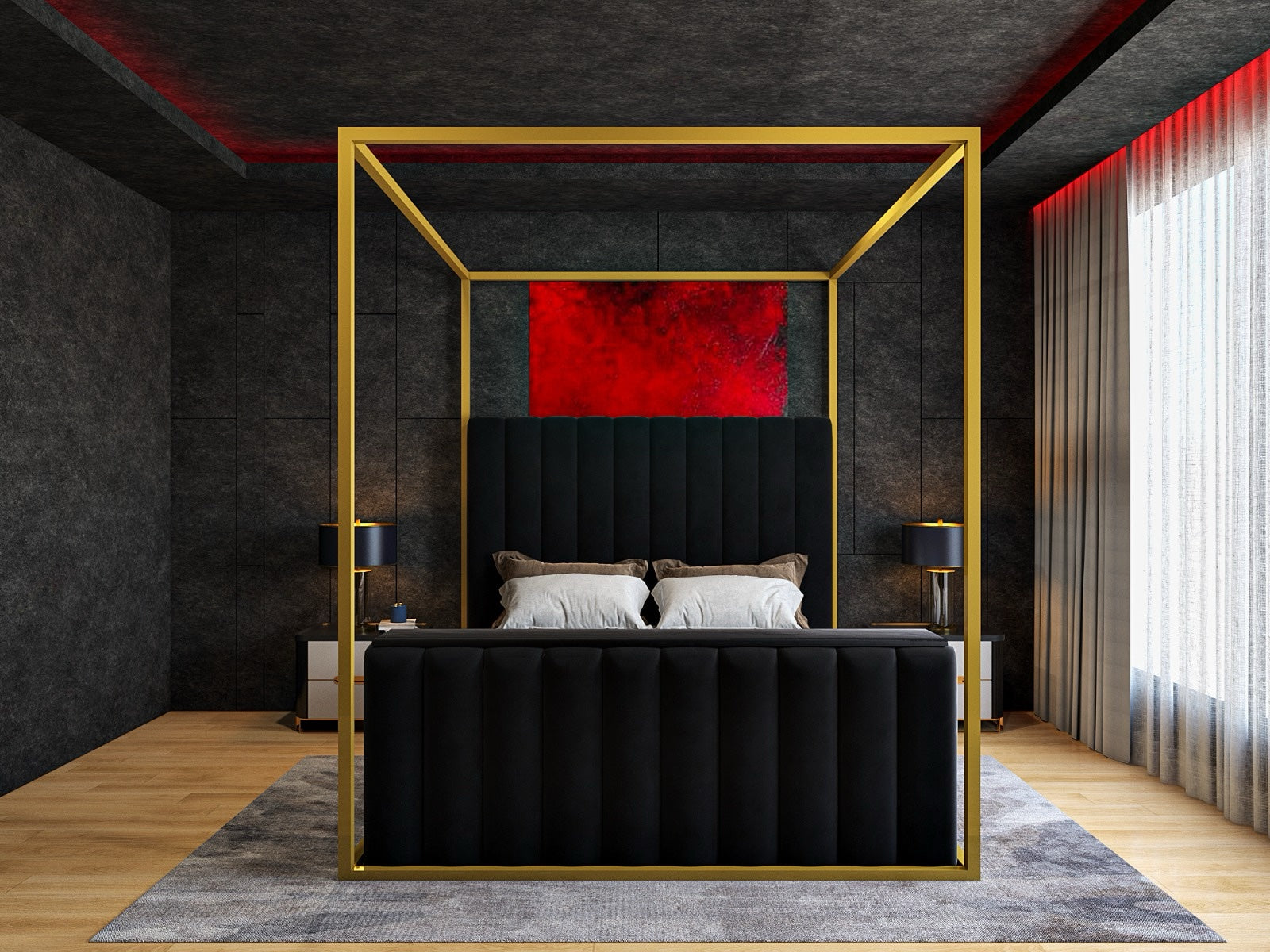 Grand Linear 4 Poster TV Bed