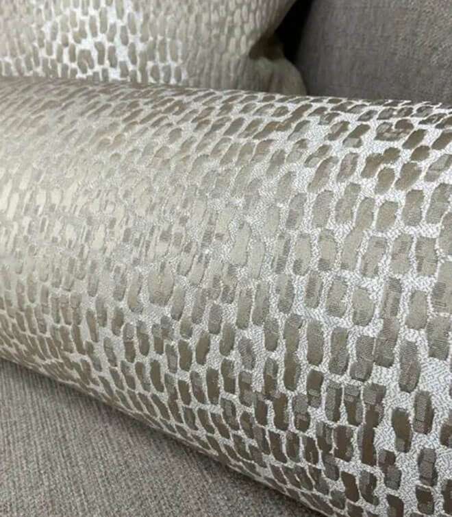 16″ X 6″ Bolster Cushion / Champagne Gold Contrasting Black Piping