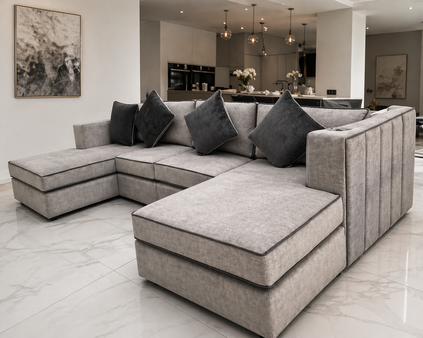Linear Ellis U Shape Cinema Sofa With Cup Holders