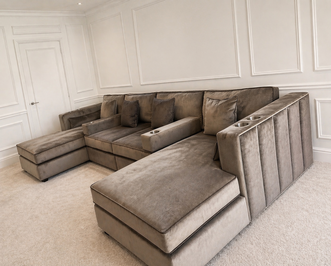 Linear Ellis U Shape Cinema Sofa With Cup Holders
