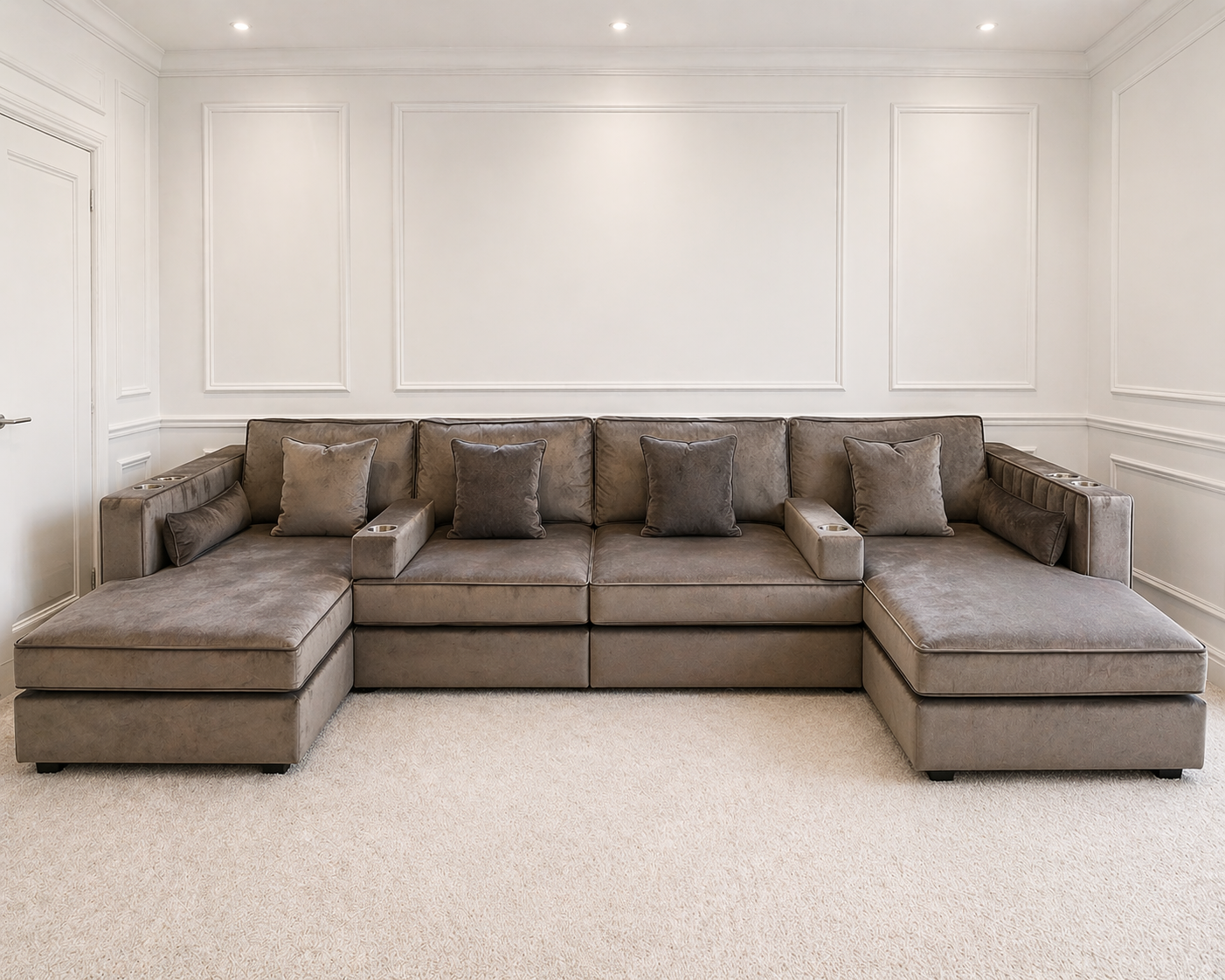 Linear Ellis U Shape Cinema Sofa With Cup Holders