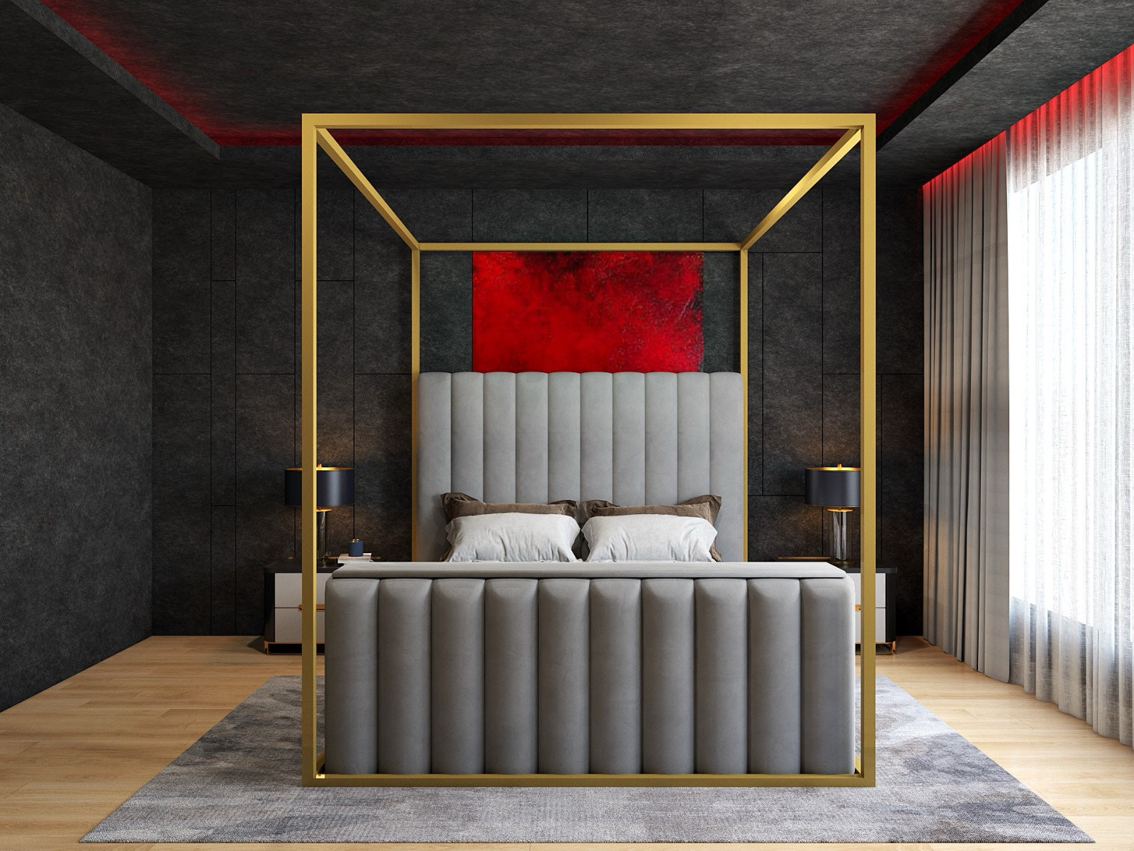 Grand Linear 4 Poster TV Bed