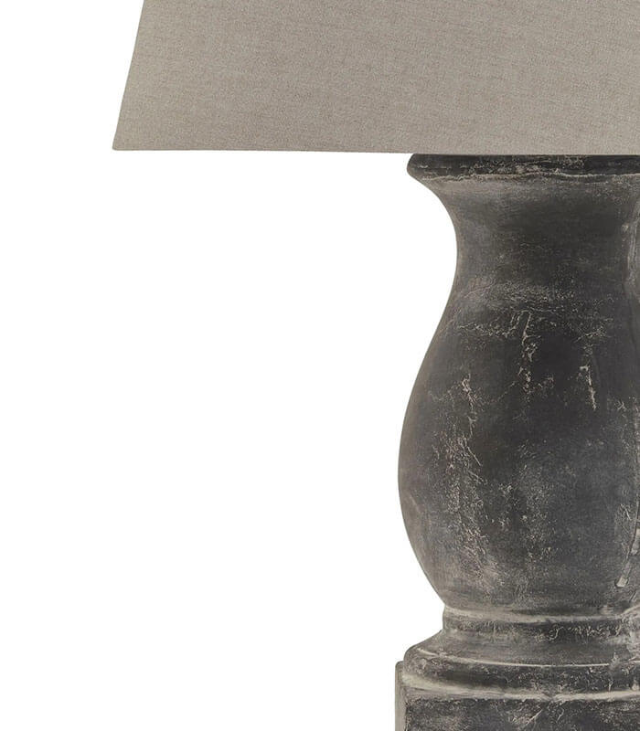 Amalfi Grey Pillar Table Lamp With Linen Shade