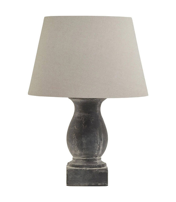 Amalfi Grey Pillar Table Lamp With Linen Shade