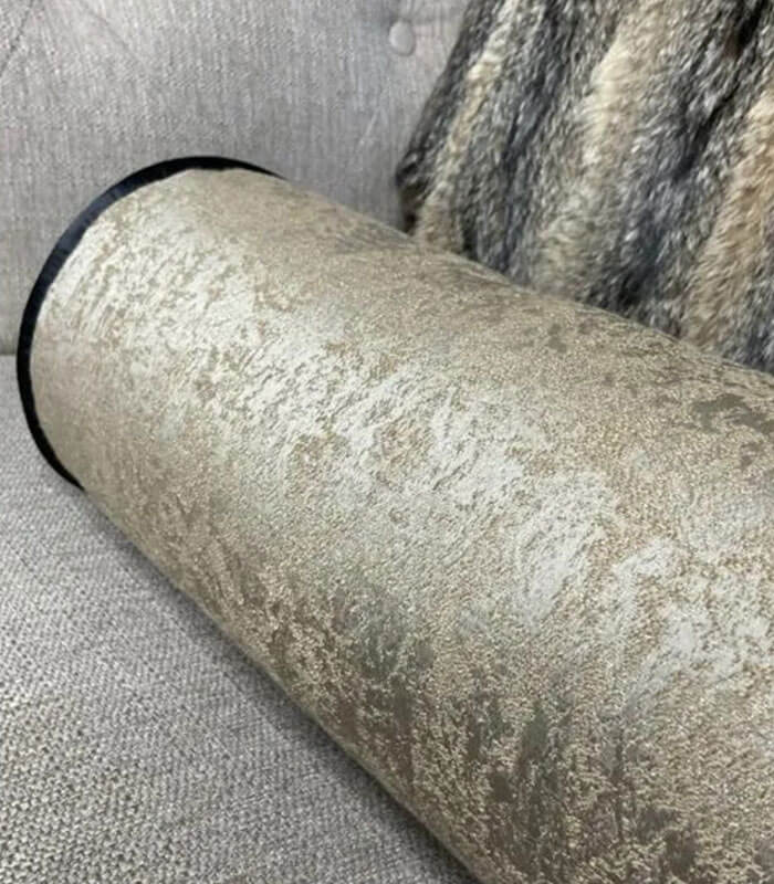 BRASS GOLD DUCK FEATHER CUSHION BOLSTER 16″ X 6″ / CONTRASTING BLACK PIPING