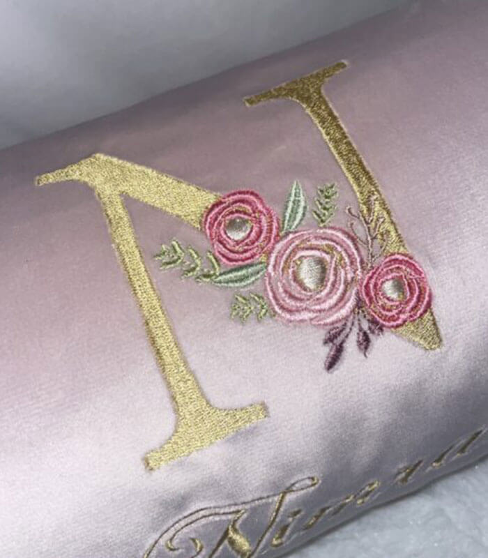 CHILDREN’S PERSONALISED EMBROIDERED NAME INITIAL BOLSTER CUSHION
