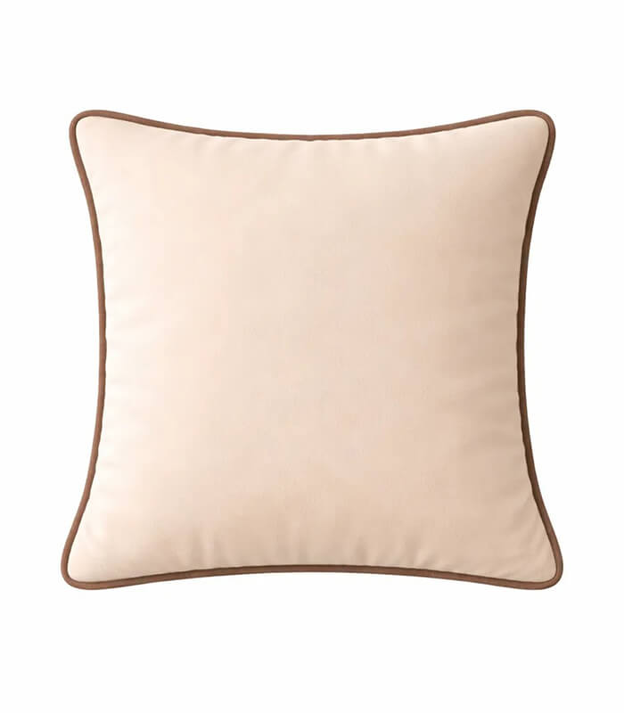 Cream Lux Velvet Cushion Sets With Contrast Piping Colour Options