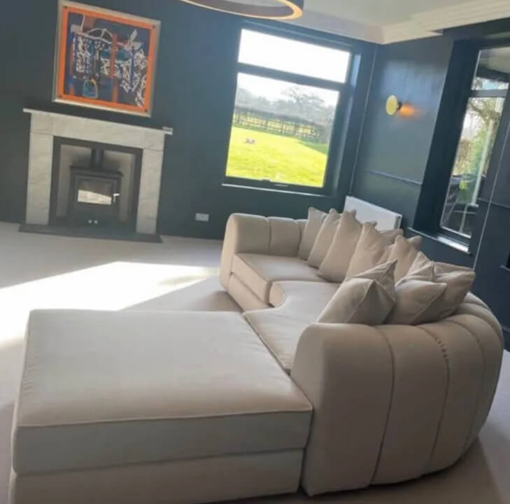 Curved Oyster Chaise Sofa