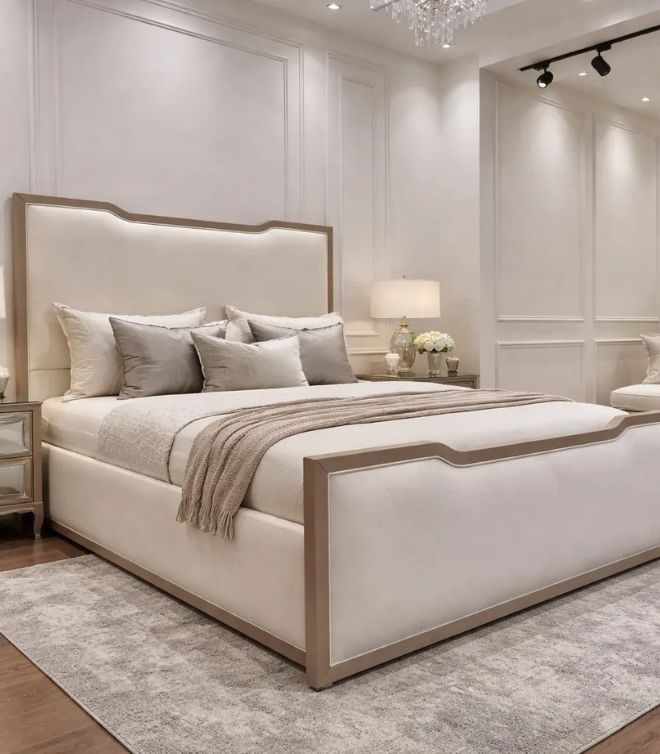 Delux Washington curve bed in wooden trim