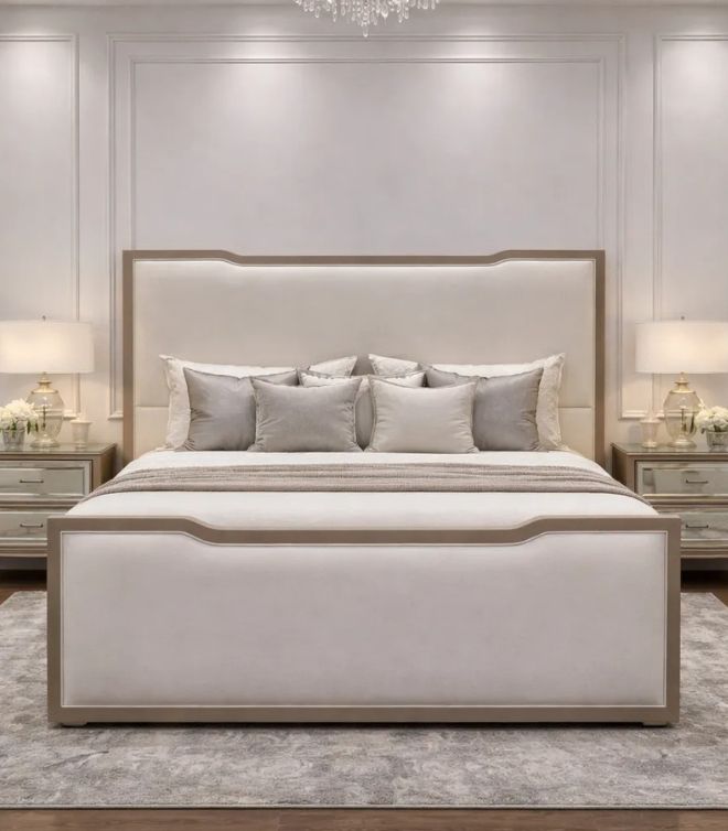 Delux Washington curve bed in wooden trim