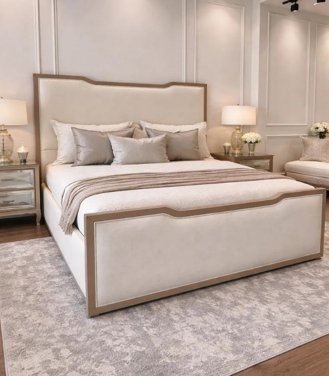 Delux Washington curve bed in wooden trim