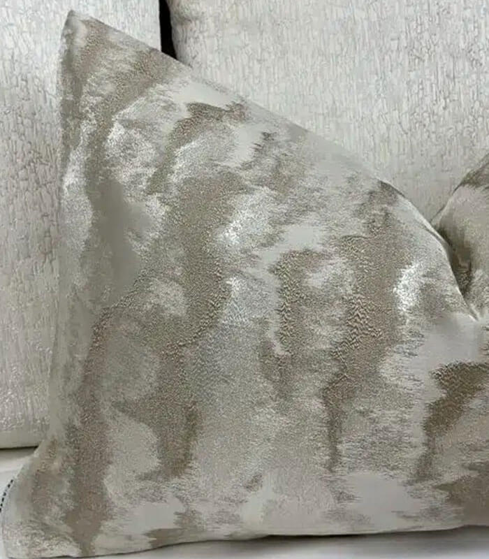 FEATHER CUSHION / COVER 12″ X 20″ CHAMPAGNE AND GOLD TONE