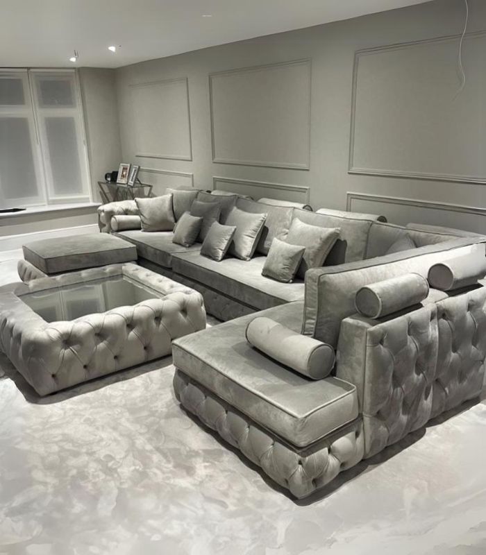 Fully Buttoned Chesterfield Chaise End Sofa