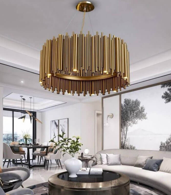 Gold fluted piano lamp