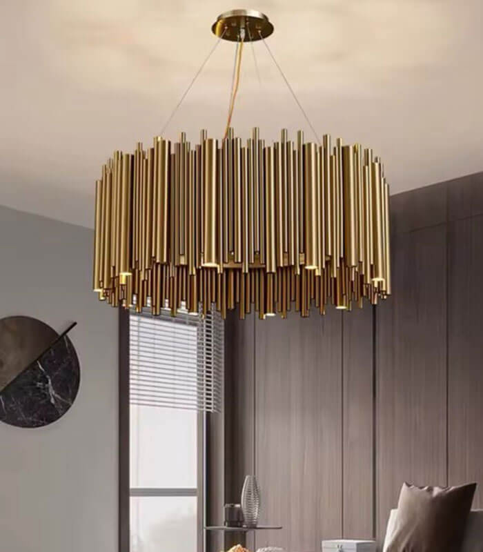 Gold fluted piano lamp