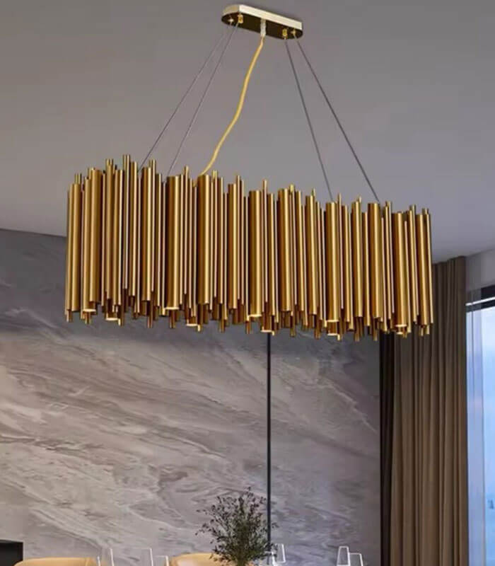 Gold fluted piano lamp