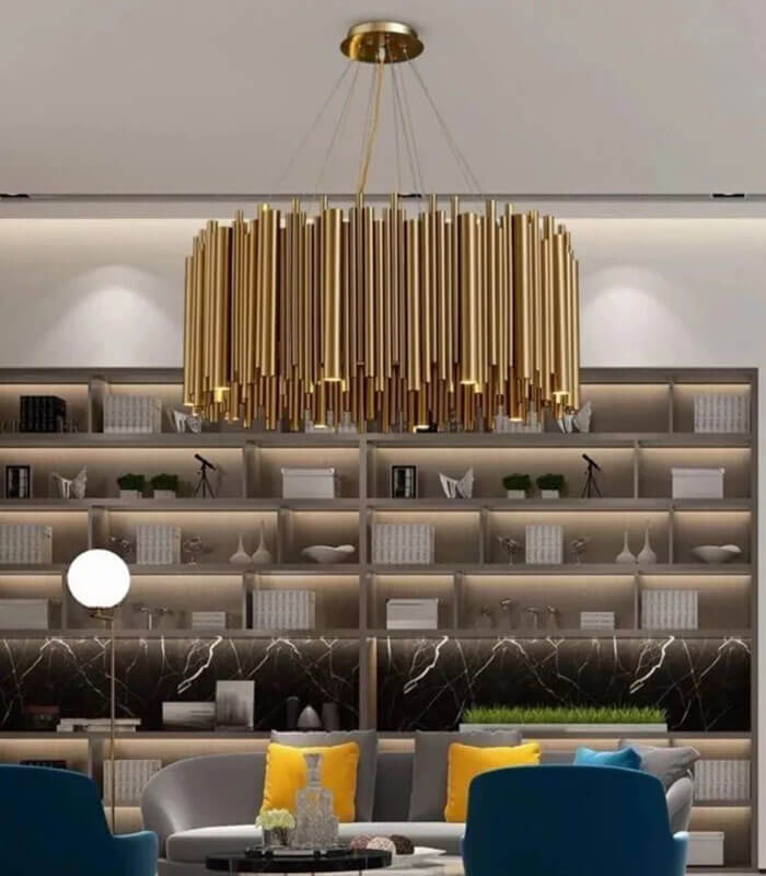 Gold fluted piano lamp