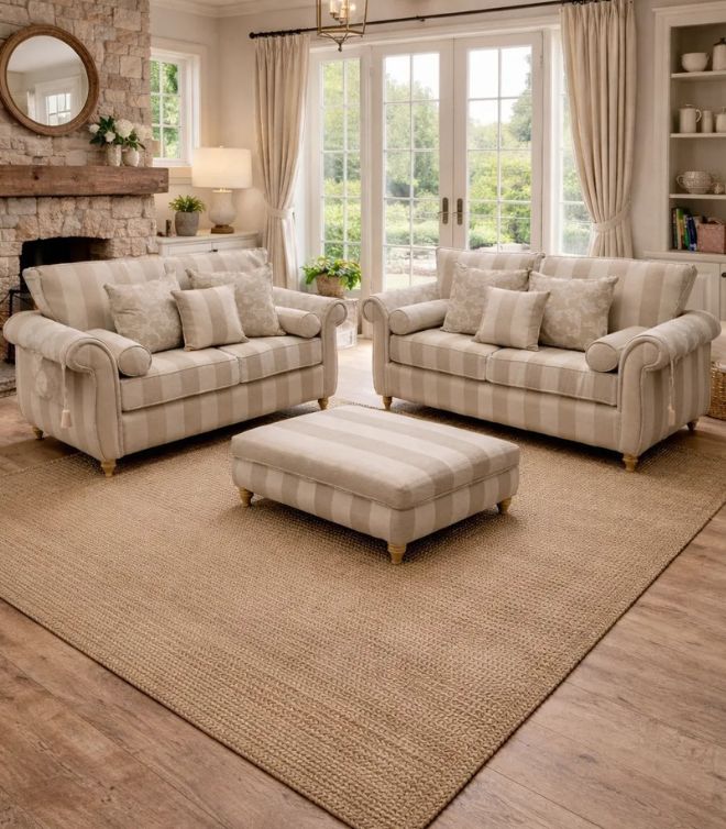 Grand Windsor Sofa In Stripe Luxury Fabric