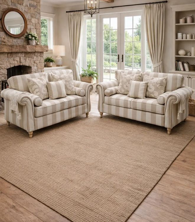 Grand Windsor Sofa In Stripe Luxury Fabric