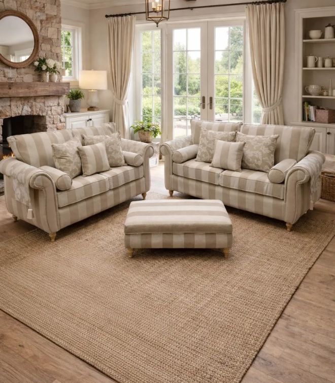 Grand Windsor Sofa In Stripe Luxury Fabric