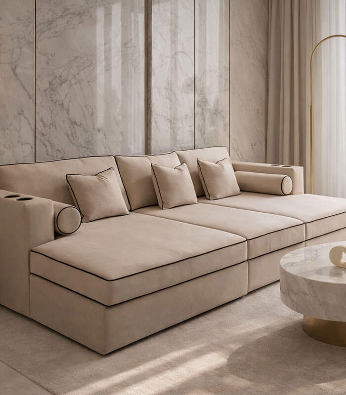 Harry cinema sofa with contrast piping
