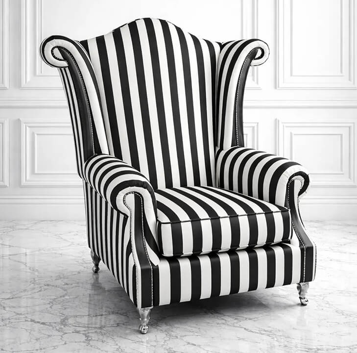 High Back Glamour Wing Chair