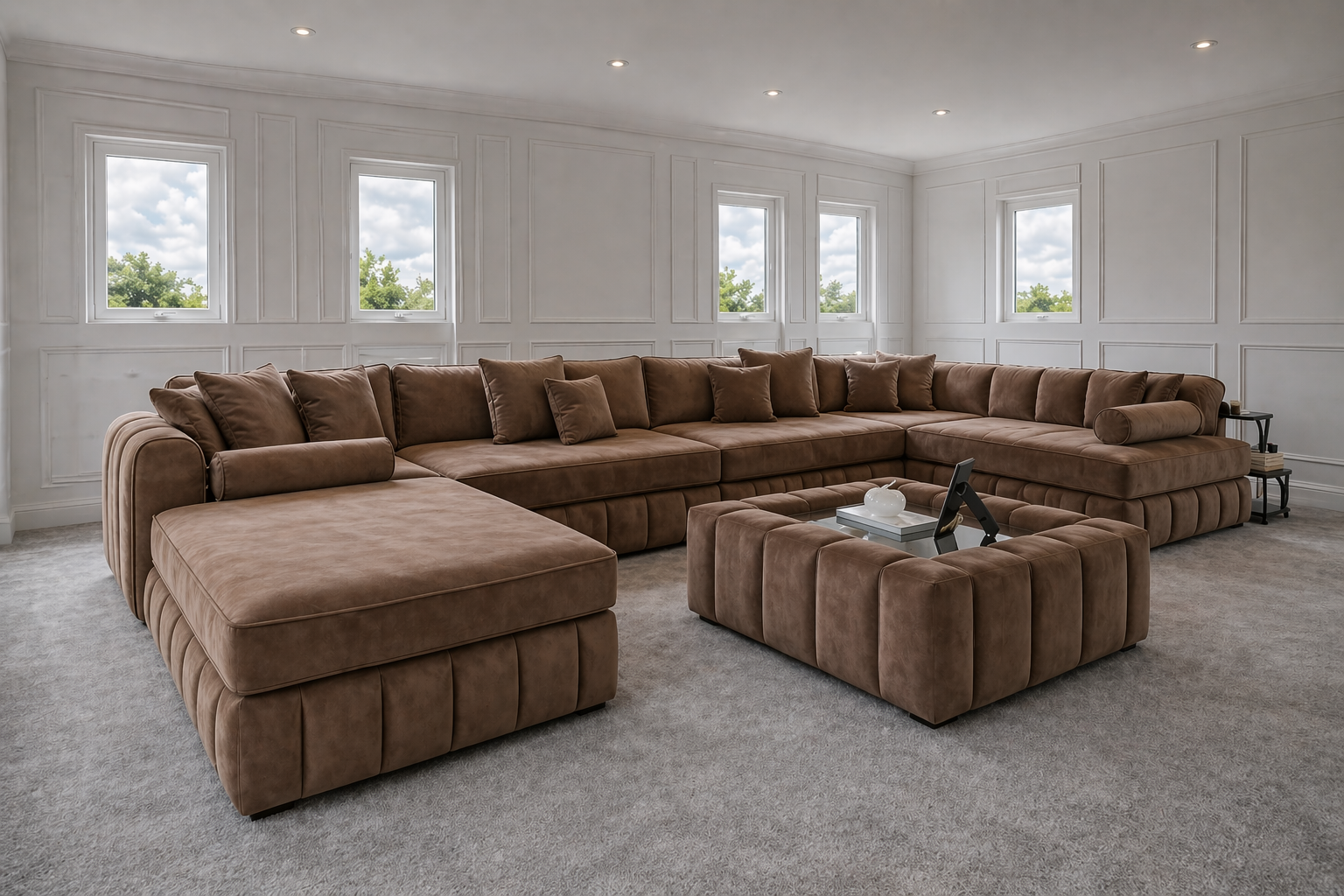 Oyster Oxford U Shape Chaise Sofa