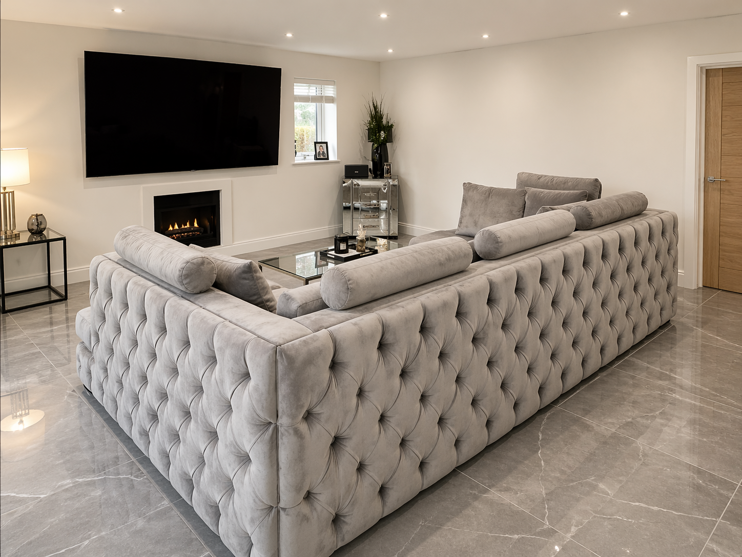 Fully Buttoned Chesterfield Chaise End Sofa