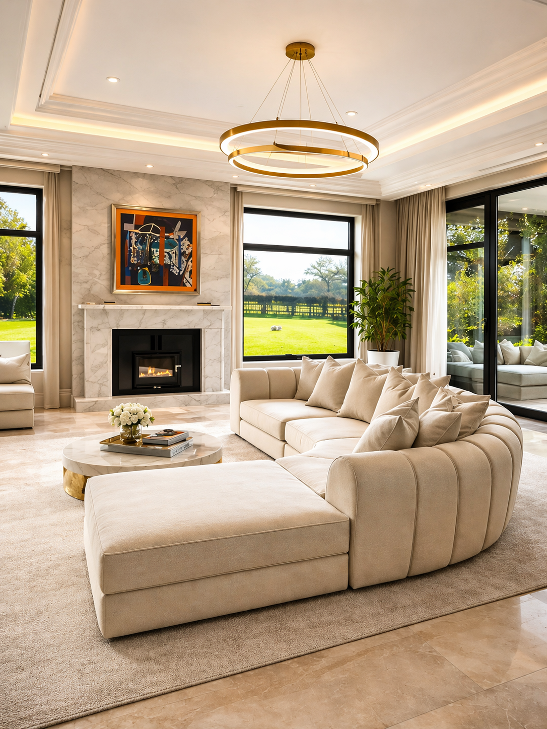 Curved Oyster Chaise Sofa