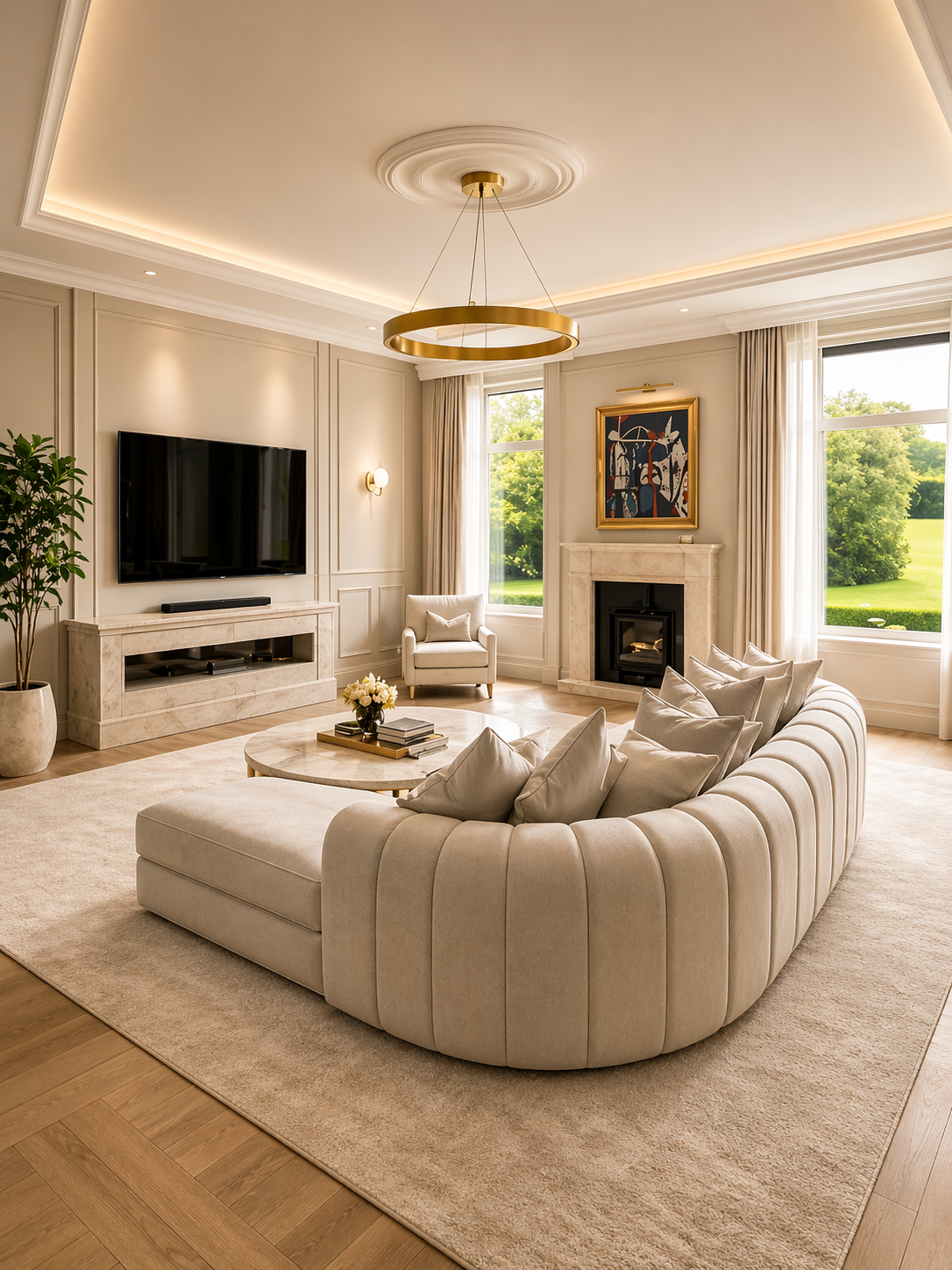 Curved Oyster Chaise Sofa