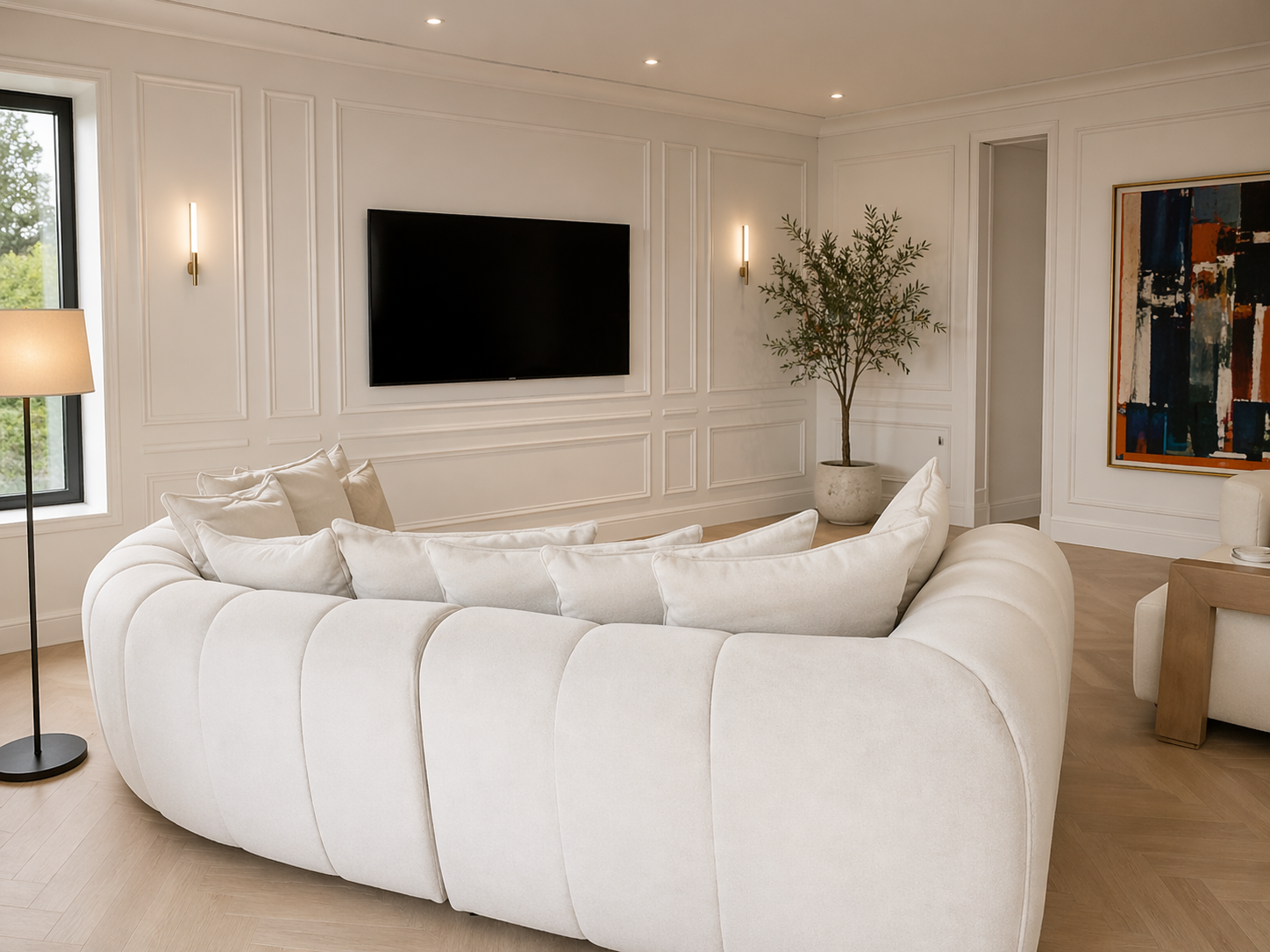 Curved Oyster Chaise Sofa
