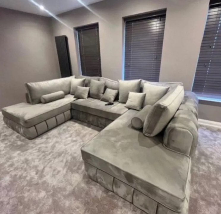 Oyster Oxford U Shape Chaise Sofa