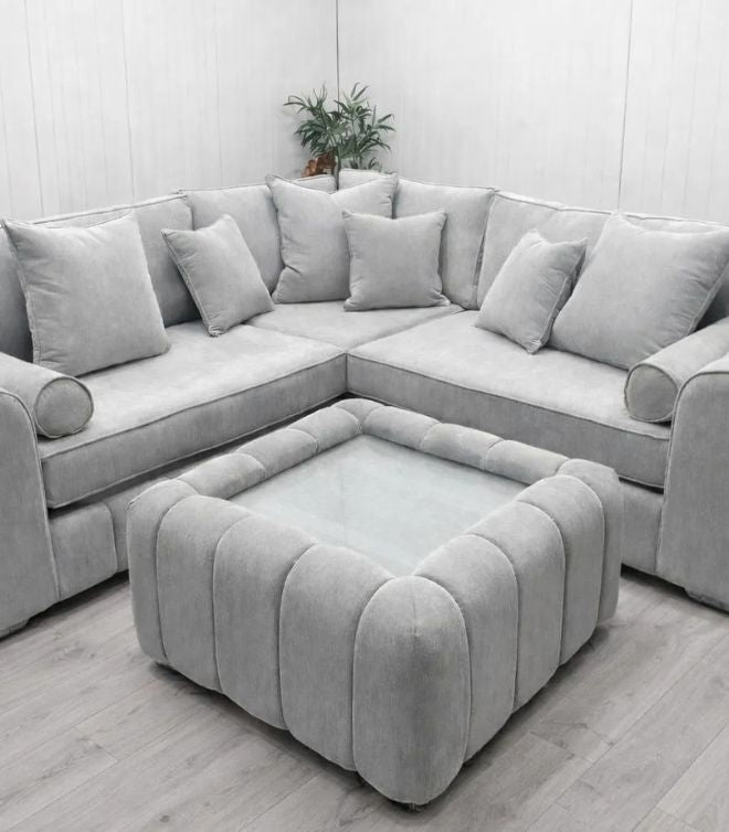 L Shaped Oyster Oxford Corner Sofa