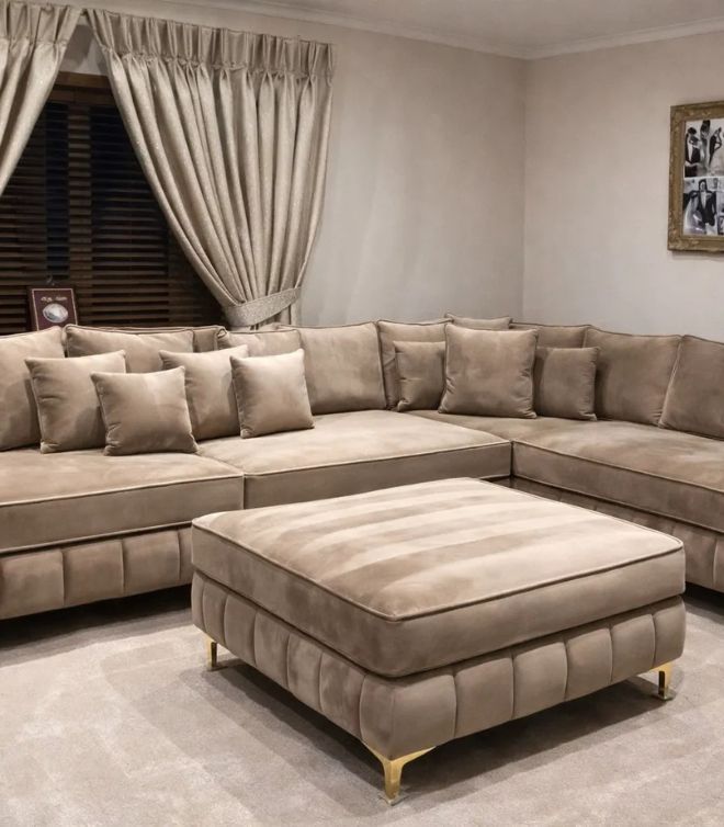 Oyster L shape sofa with footstool