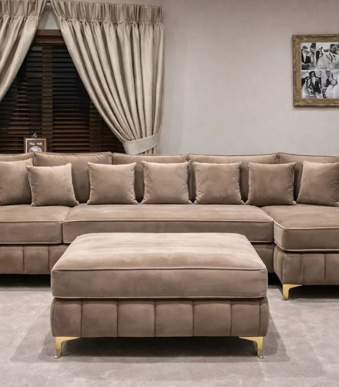Oyster L shape sofa with footstool