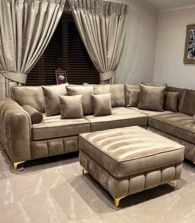 Oyster L shape sofa with footstool