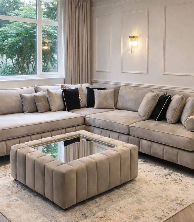 Oyster L shape sofa with footstool