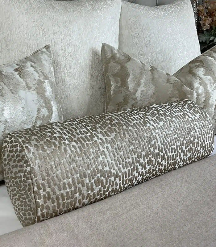 LUXURY ANTELOPE textured BOLSTER CUSHION 16″ X 6″ / CHAMPAGNE GOLD