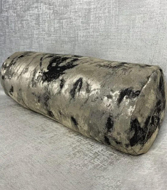 LUXURY BOLSTER CUSHION 16″ X 6″ / METALLIC BLACK and GOLD