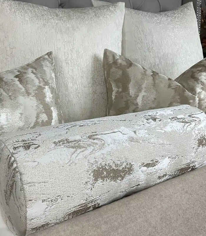 LUXURY CALA BOLSTER CUSHION 16″ X 6″, IVORY – GOLD – CREAM