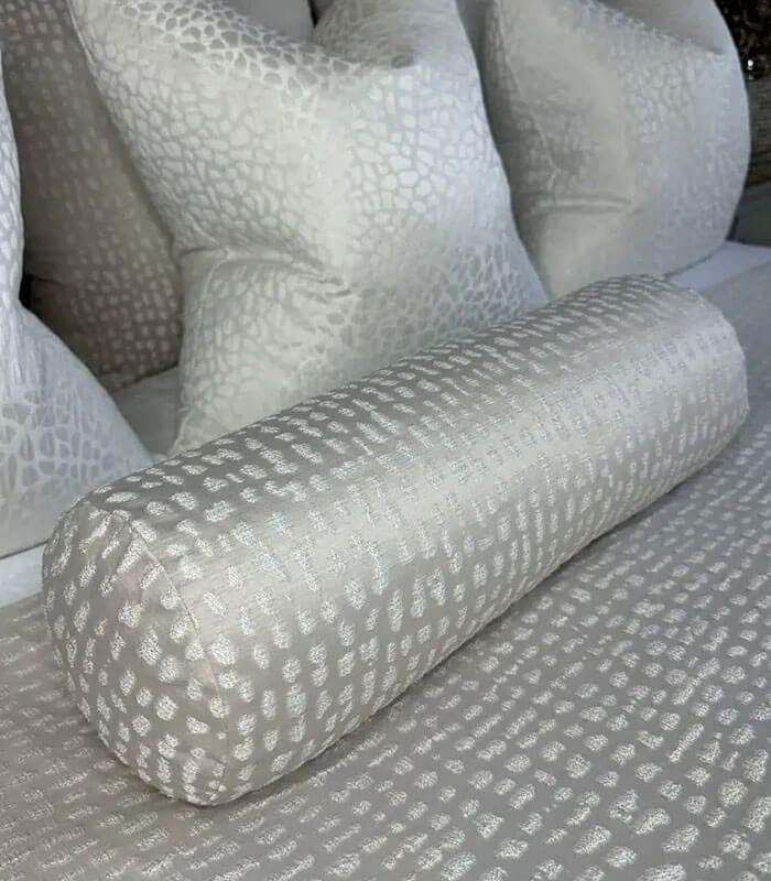 LUXURY CUSHION BOLSTER 16″ X 6″ , ESTA CHAMPAGNE – SILVER