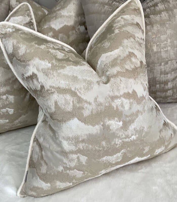 LUXURY FEATHER CUSHION cover with gold, ivory and champagne tones