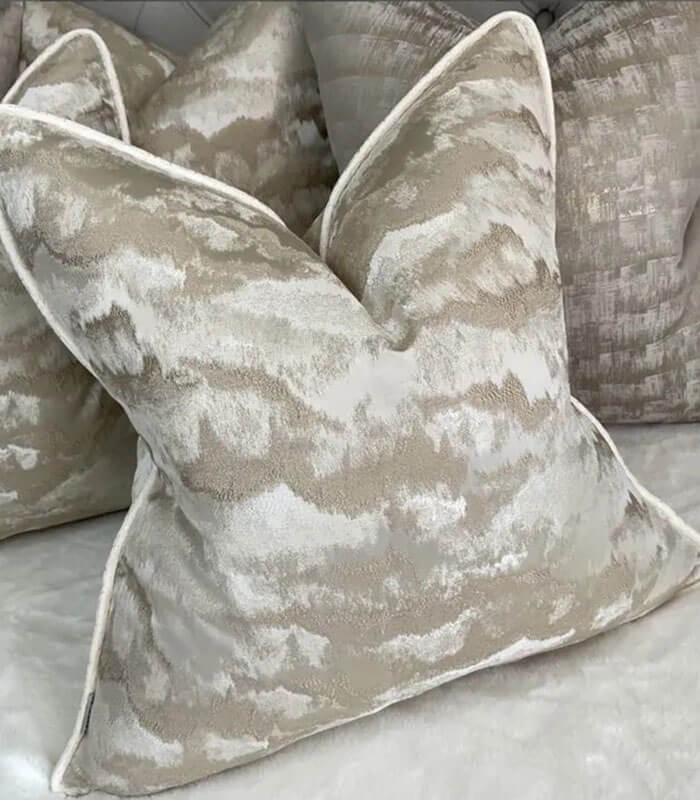 LUXURY FEATHER CUSHION cover with gold, ivory and champagne tones