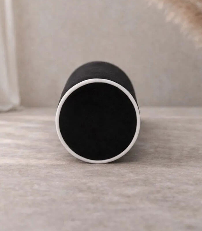 Lux velvet black bolster with white piping