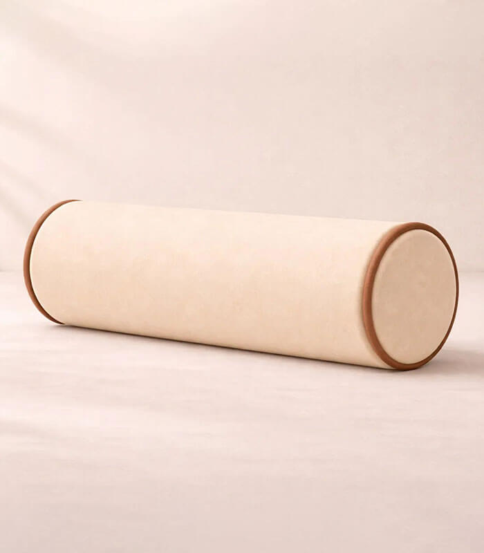 Lux velvet cream bolster with mink piping