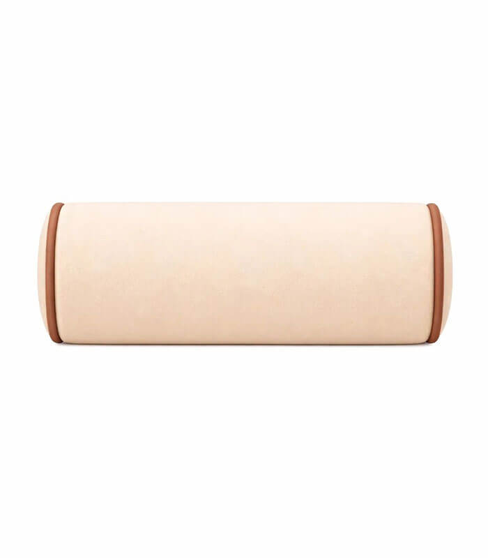 Lux velvet cream bolster with mink piping