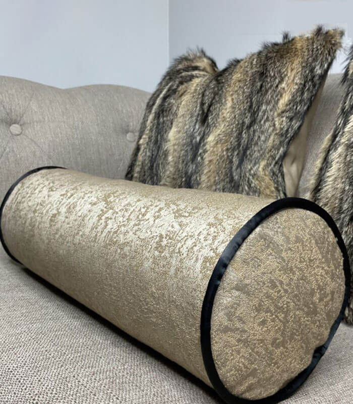 Luxury Brass gold duck feather cushion with contrast piping