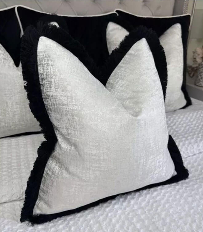 Luxury Emily Feather Filled Fringed Cushion