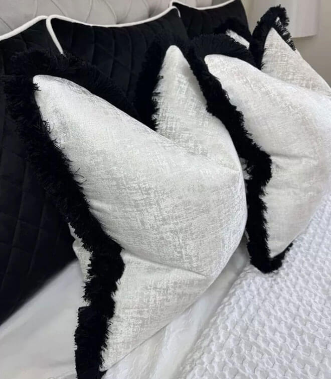 Luxury Emily Feather Filled Fringed Cushion